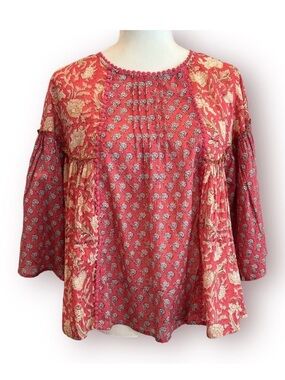 Rachel Zoe Floral Patchwork Babydoll Top NWOT